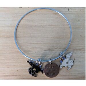 How To Train Your Dragon Just a Girl Who Loves Dragons Charm Bangle Bracelet